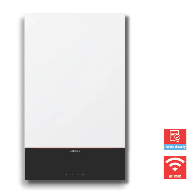 Viessmann - Combi, Wall Mount, B1KE-199 Vitodens 100-W, 199k Btu input, 18.5-187k Btu output, 5.1 GPM @ 70 deg rise, 95% efficient, 3/4" gas connection, 1" heating supply & return, 3" PPS flue vent